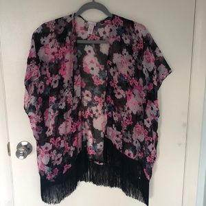 Girls medium Floral polyester wrap
